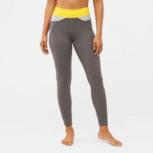 Lolë Grey Yellow Colorblock Athleisure Leggings‎ Womens Size Small